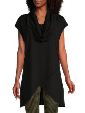 Bryn Walker Lavinia Short Sleeve Cowl Neck Tunic in black
